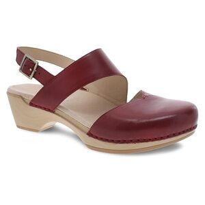 Dansko Kristy Burnished Calf Red Leather Slingback Clog Sandals 40 US 9.5